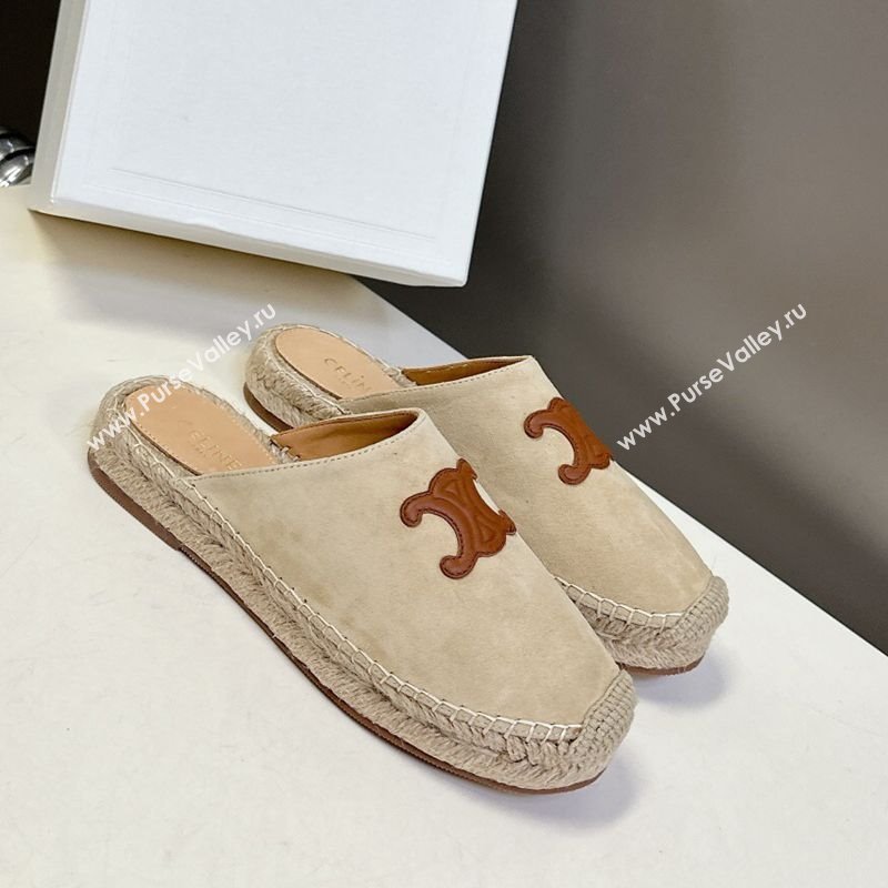 Celine Platform Les Espadrilles Mules in Suede Beige 2025 (HQG-250709099)