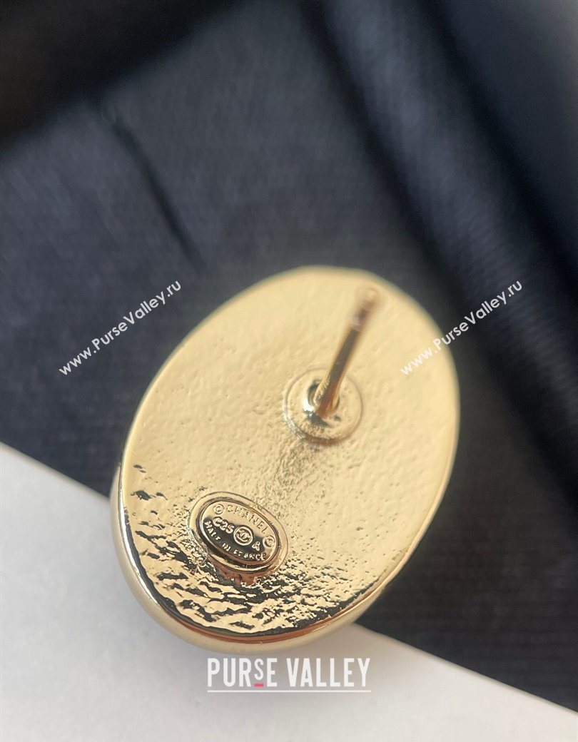 Chanel Oval Studs Earrings Black/Gold 2025 0725 (YF-250725125)