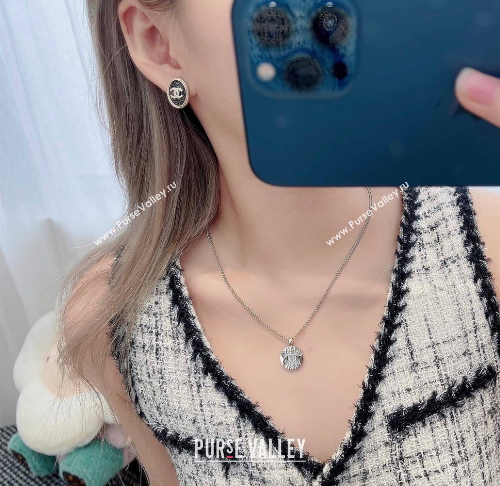 Chanel Oval Studs Earrings Black/Gold 2025 0725 (YF-250725125)