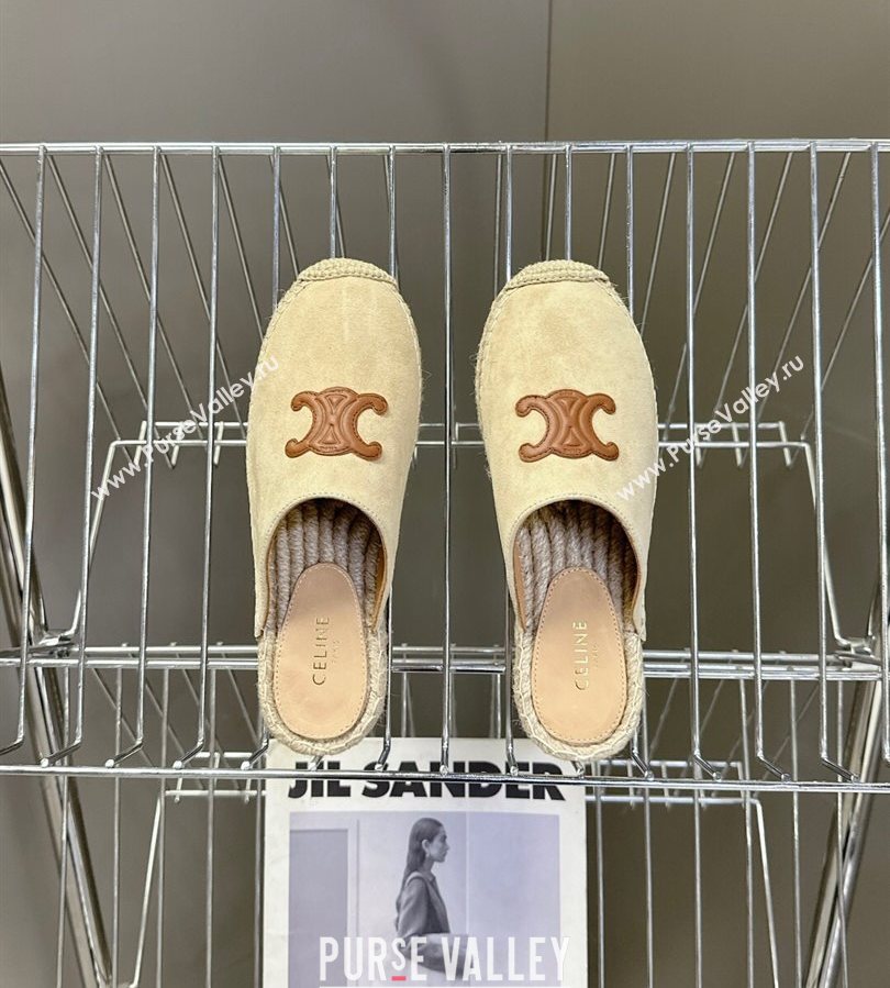 Celine Platform Les Espadrilles Mules in Suede Beige 2025 (HQG-250709099)