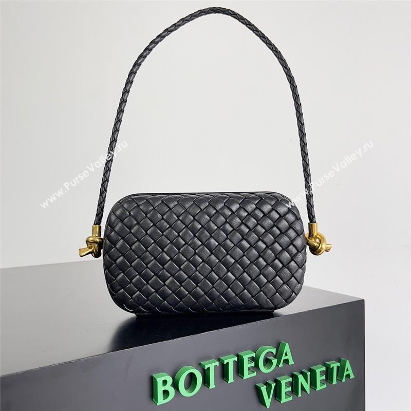 Bottega Veneta Knot On Strap in Padded Intreccio Leather 717623 Black 2023 (MS-23101604)