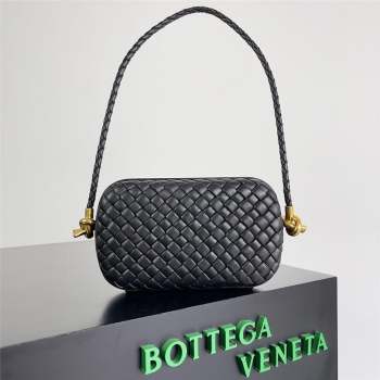 Bottega Veneta Knot On Strap in Padded Intreccio Leather 717623 Black 2023 (MS-23101604)