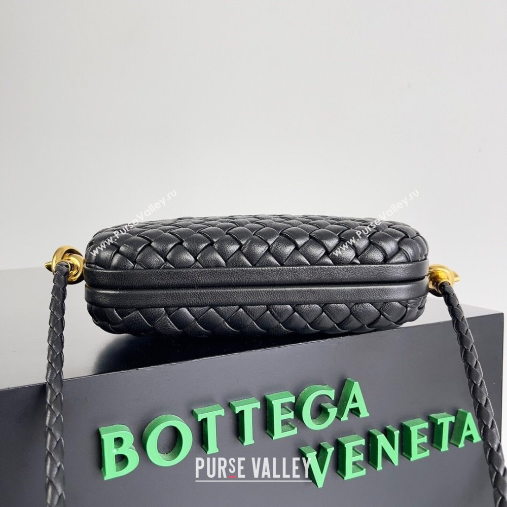 Bottega Veneta Knot On Strap in Padded Intreccio Leather 717623 Black 2023 (MS-23101604)