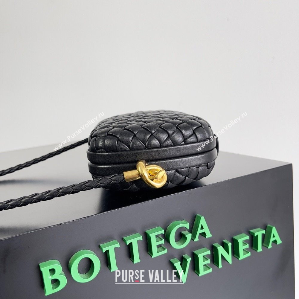 Bottega Veneta Knot On Strap in Padded Intreccio Leather 717623 Black 2023 (MS-23101604)