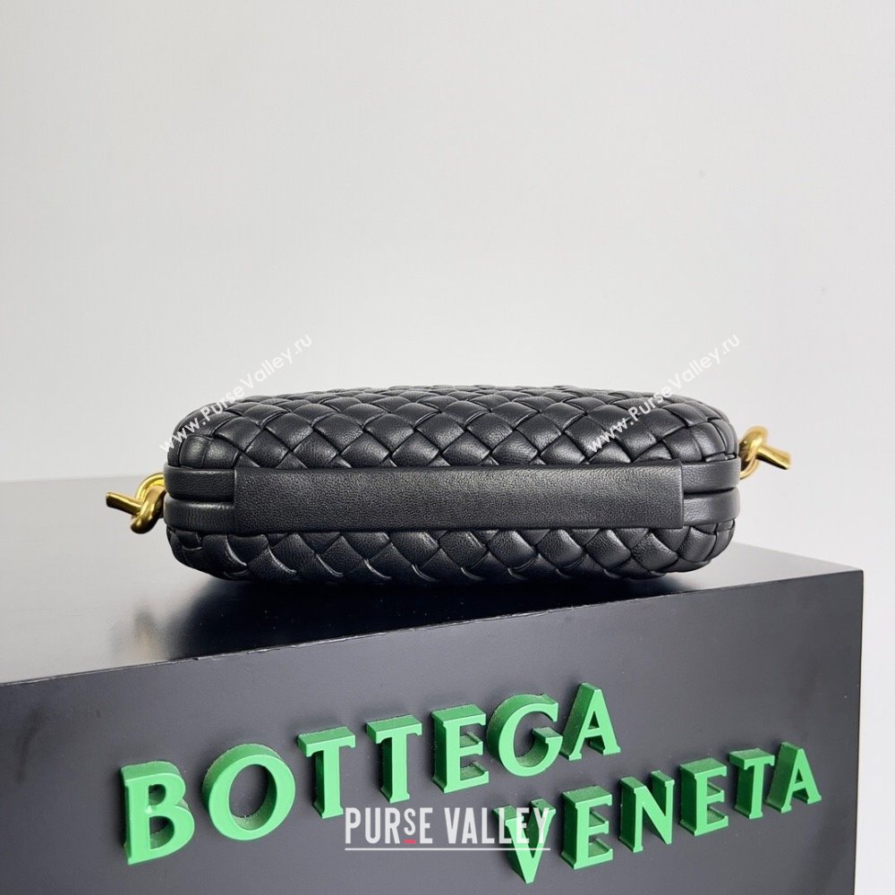 Bottega Veneta Knot On Strap in Padded Intreccio Leather 717623 Black 2023 (MS-23101604)