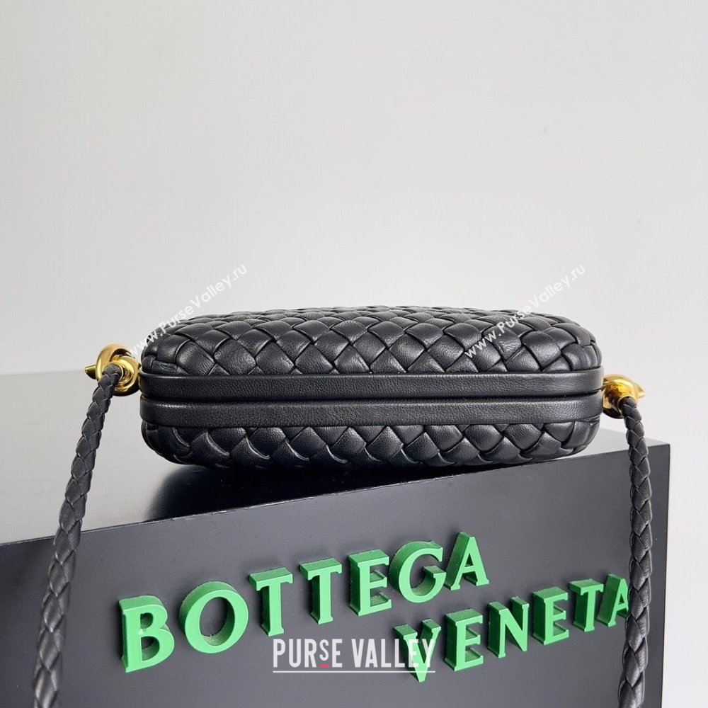 Bottega Veneta Knot On Strap in Padded Intreccio Leather 717623 Black 2023 (MS-23101604)