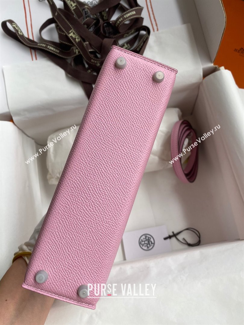 Hermes Mini Kelly II Bag 19cm in Original Epsom Leather Mallow Purple/Silver 2024 (Full Handmade) (XYA-24030525)