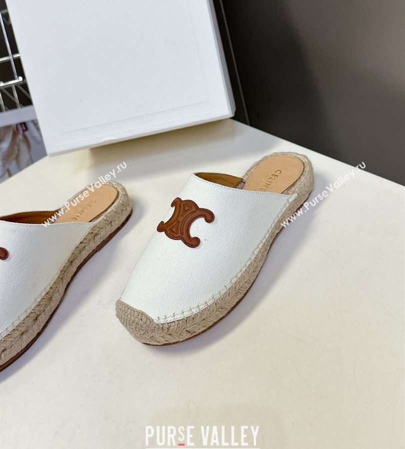 Celine Platform Les Espadrilles Mules in Cotton Canvas White 2025 (HQG-250709100)