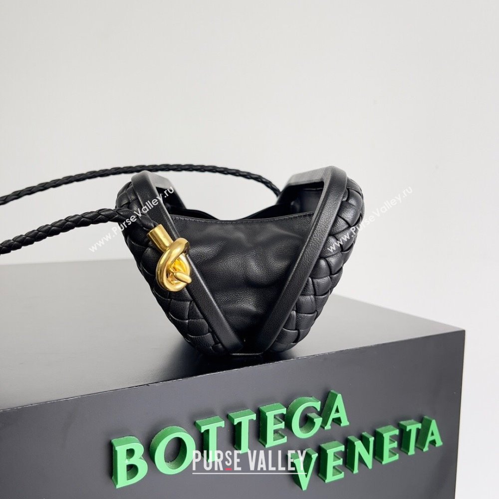 Bottega Veneta Knot On Strap in Padded Intreccio Leather 717623 Black 2023 (MS-23101604)