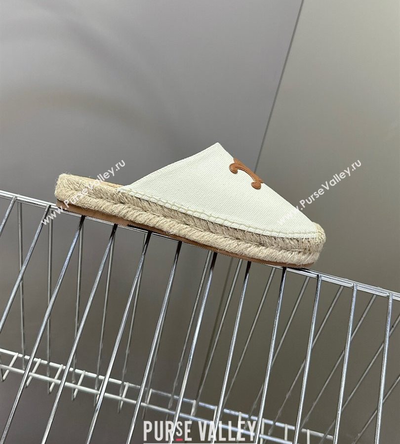 Celine Platform Les Espadrilles Mules in Cotton Canvas White 2025 (HQG-250709100)