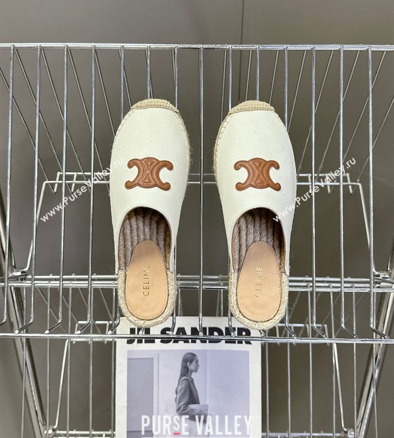 Celine Platform Les Espadrilles Mules in Cotton Canvas White 2025 (HQG-250709100)