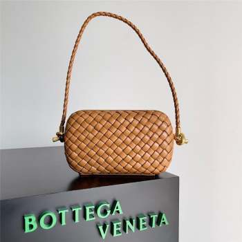 Bottega Veneta Knot On Strap in Padded Intreccio Leather 717623 Brown 2023 (MS-23101603)