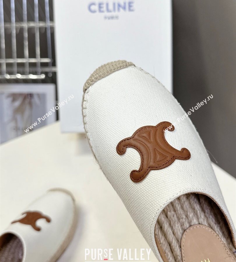 Celine Platform Les Espadrilles Mules in Cotton Canvas White 2025 (HQG-250709100)