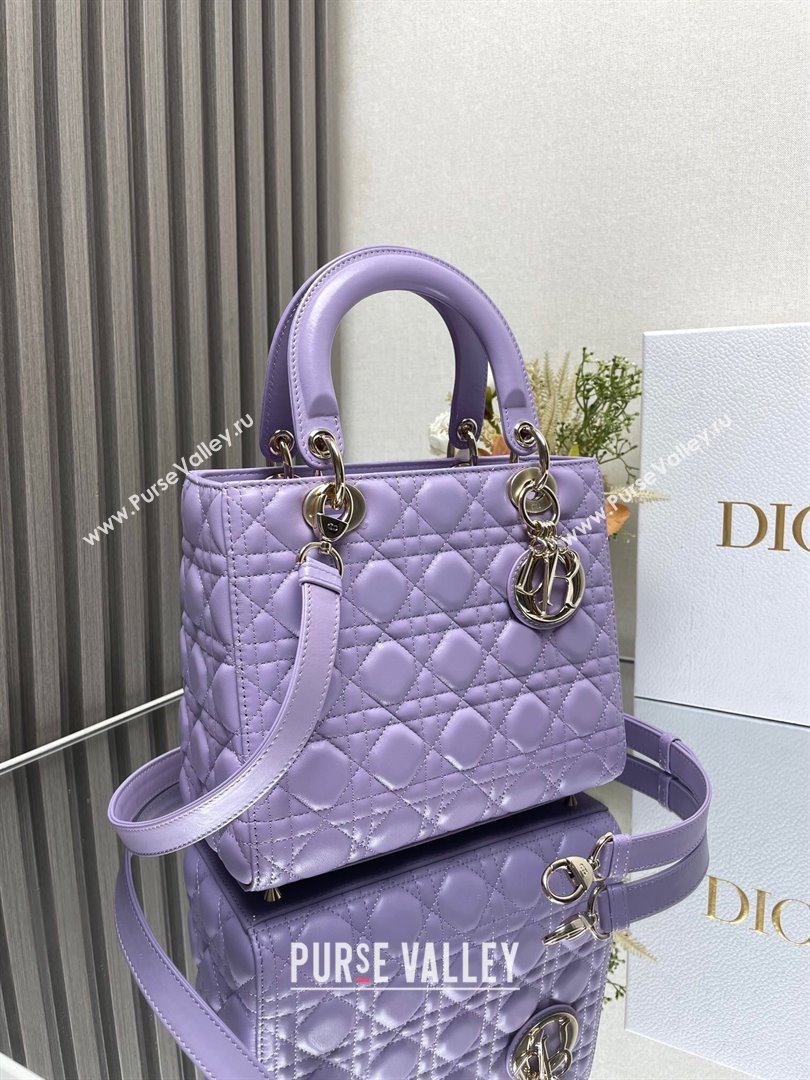 Dior Medium Lady Dior Bag in Purple Cannage Lambskin 2024 (XXG-24110817)