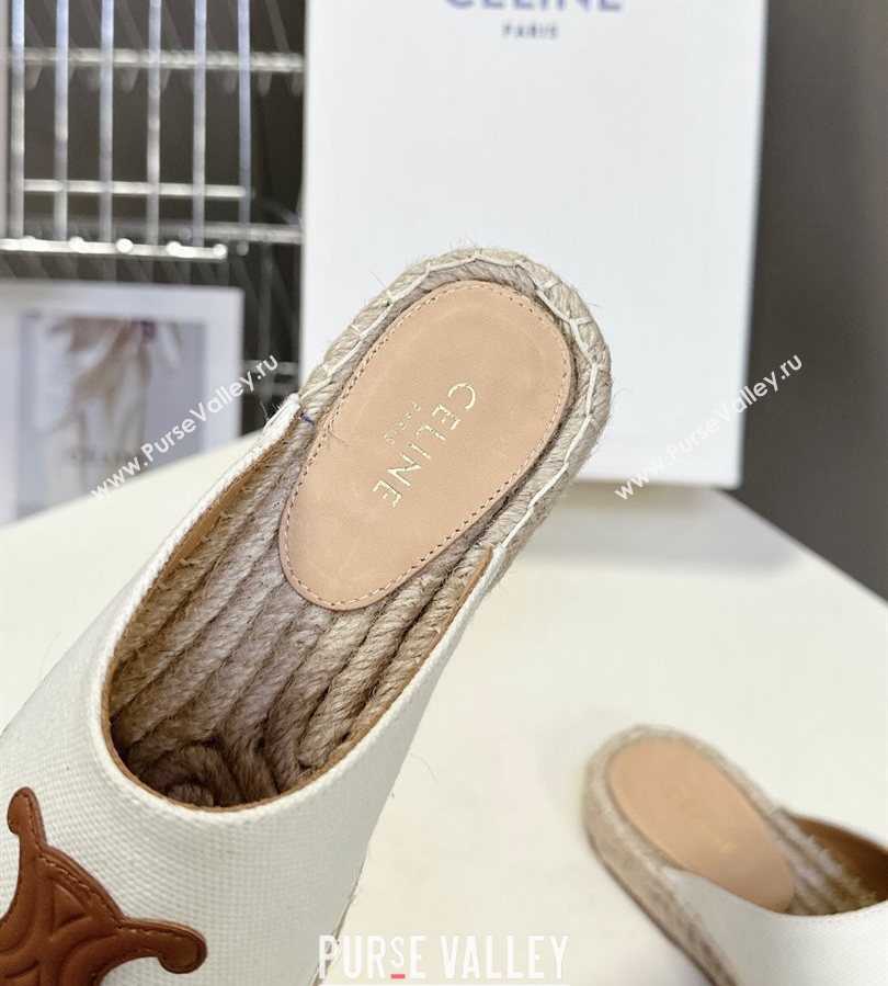 Celine Platform Les Espadrilles Mules in Cotton Canvas White 2025 (HQG-250709100)