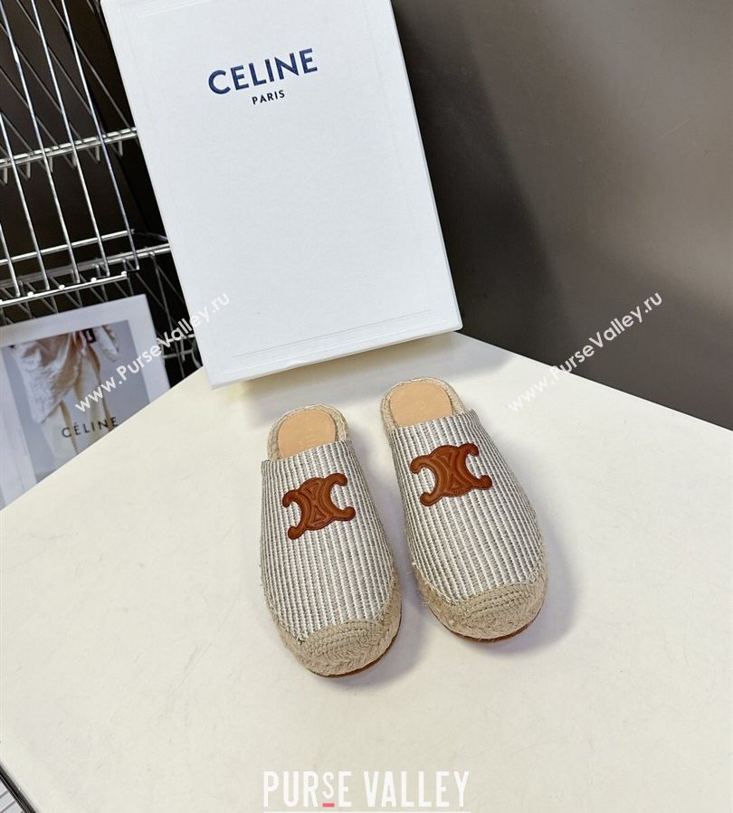 Celine Platform Les Espadrilles Mules in Oshkosh Canvas Grey 2025 (HQG-250709101)