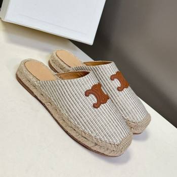 Celine Platform Les Espadrilles Mules in Oshkosh Canvas Grey 2025 (HQG-250709101)