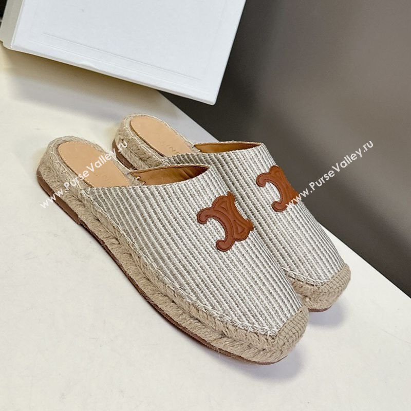 Celine Platform Les Espadrilles Mules in Oshkosh Canvas Grey 2025 (HQG-250709101)