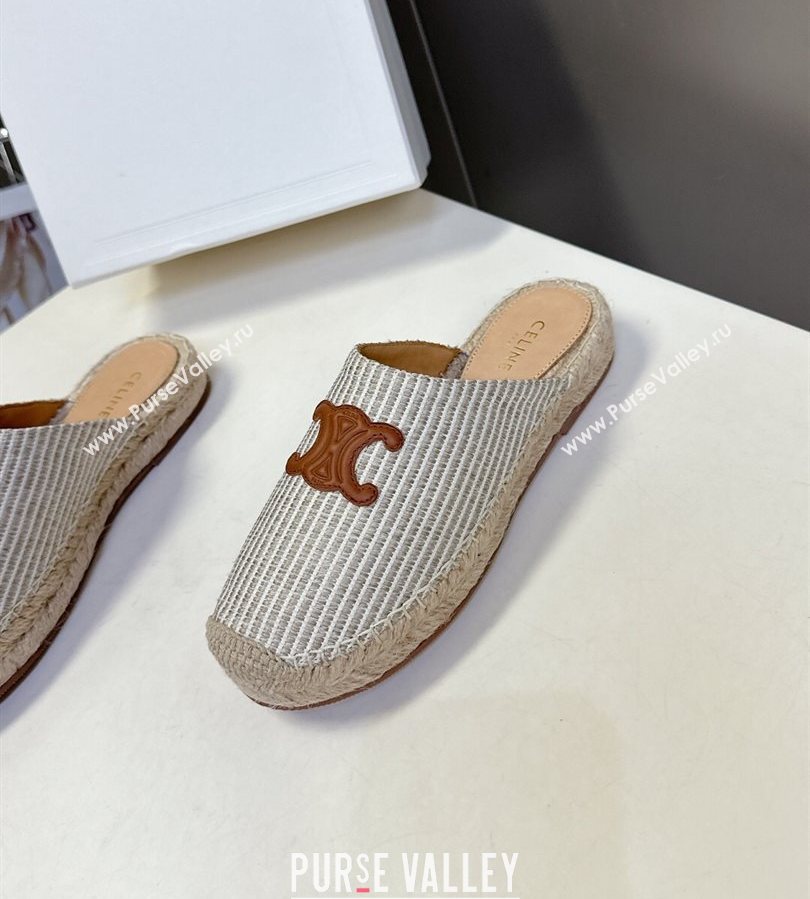 Celine Platform Les Espadrilles Mules in Oshkosh Canvas Grey 2025 (HQG-250709101)