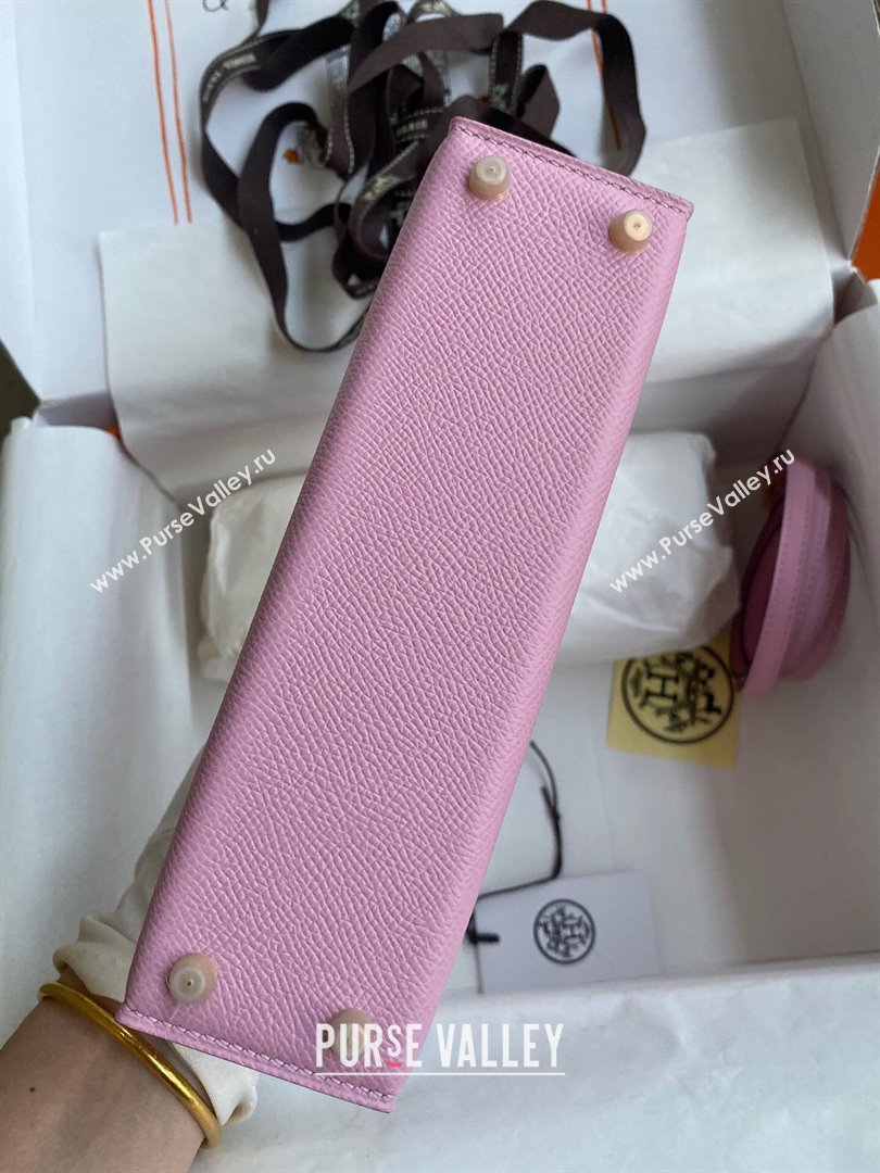 Hermes Mini Kelly II Bag 19cm in Original Epsom Leather Mallow Purple/Gold 2024 (Full Handmade) (XYA-24030526)