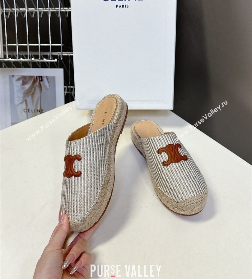 Celine Platform Les Espadrilles Mules in Oshkosh Canvas Grey 2025 (HQG-250709101)