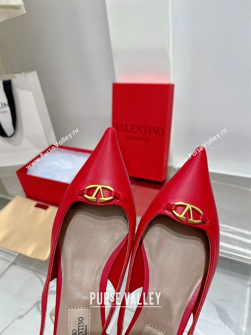 Valentino The Bold Edition VLogo Slingback Pumps 3cm in Calfskin Red 2024 0227 (ZN-240227053)