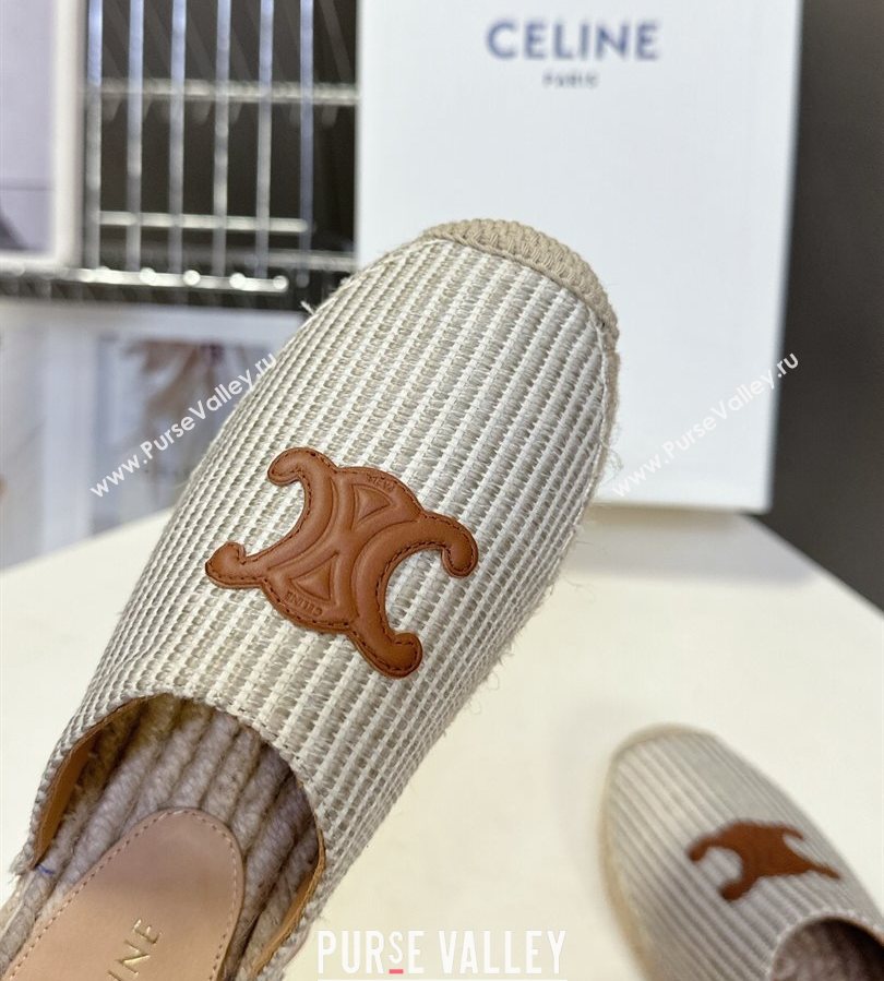 Celine Platform Les Espadrilles Mules in Oshkosh Canvas Grey 2025 (HQG-250709101)