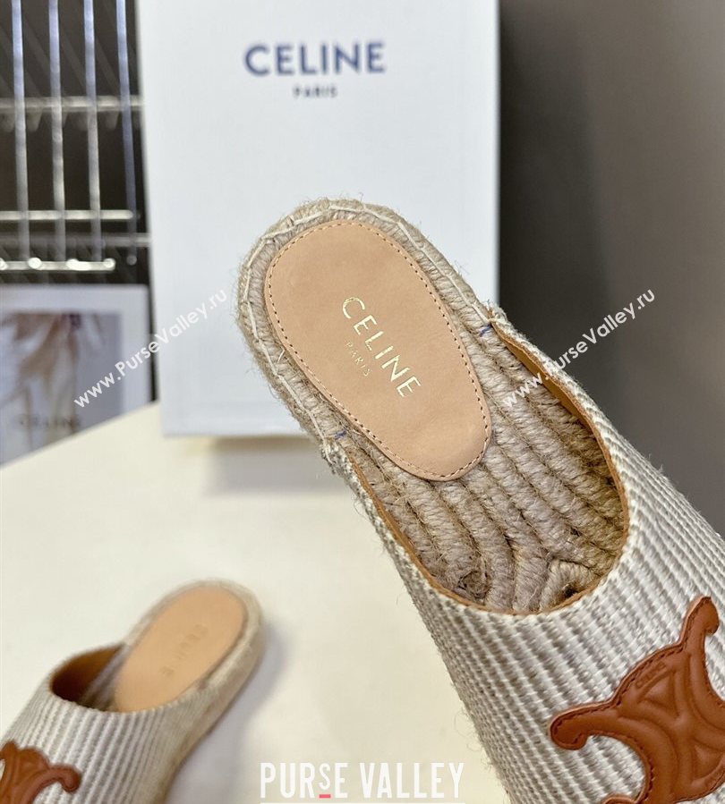 Celine Platform Les Espadrilles Mules in Oshkosh Canvas Grey 2025 (HQG-250709101)