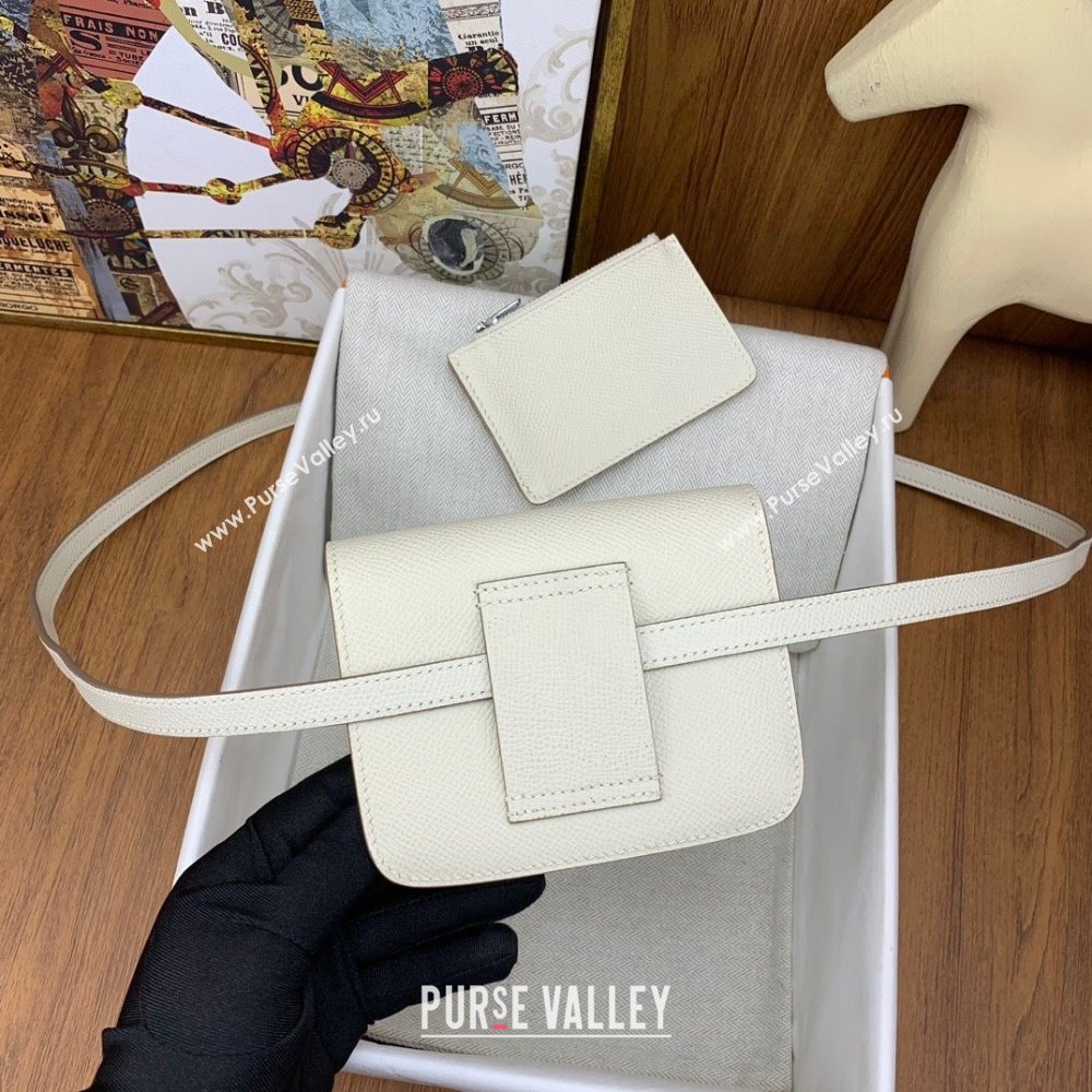 Hermes Constance Slim Wallet with Leather Strap in Epsom Leather Milkshake White/Silver 2024(Handmade) (XYA-24080119)