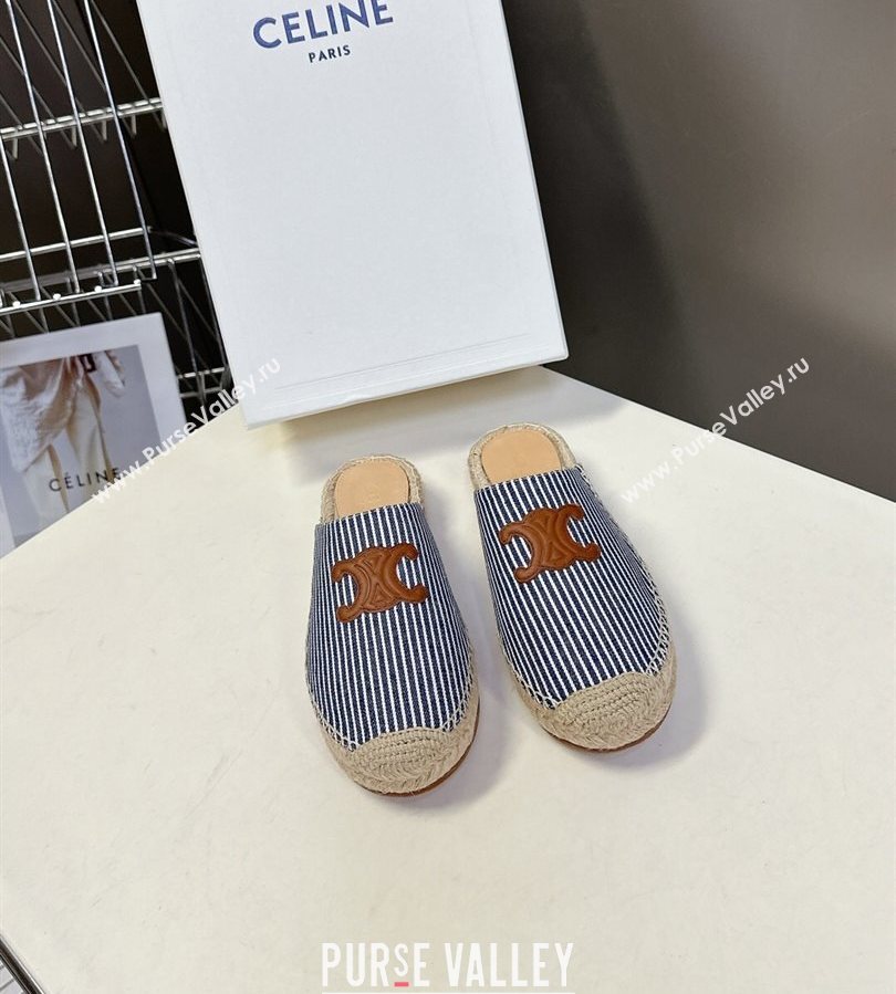 Celine Platform Les Espadrilles Mules in Oshkosh Canvas Navy Blue 2025 (HQG-250709102)