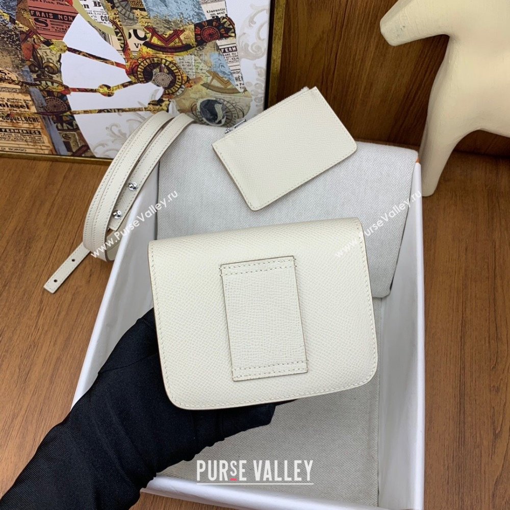 Hermes Constance Slim Wallet with Leather Strap in Epsom Leather Milkshake White/Silver 2024(Handmade) (XYA-24080119)