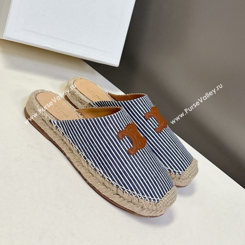 Celine Platform Les Espadrilles Mules in Oshkosh Canvas Navy Blue 2025 (HQG-250709102)