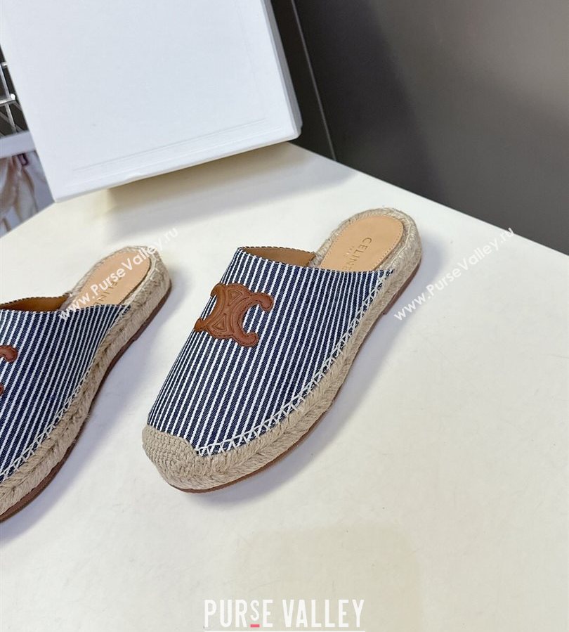 Celine Platform Les Espadrilles Mules in Oshkosh Canvas Navy Blue 2025 (HQG-250709102)