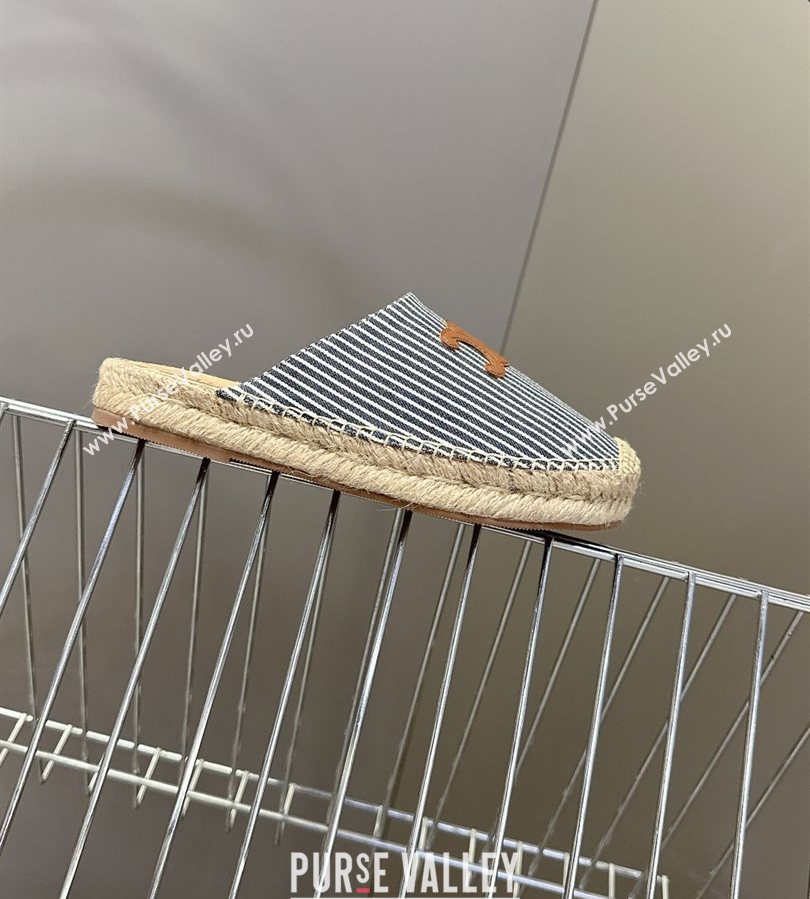 Celine Platform Les Espadrilles Mules in Oshkosh Canvas Navy Blue 2025 (HQG-250709102)