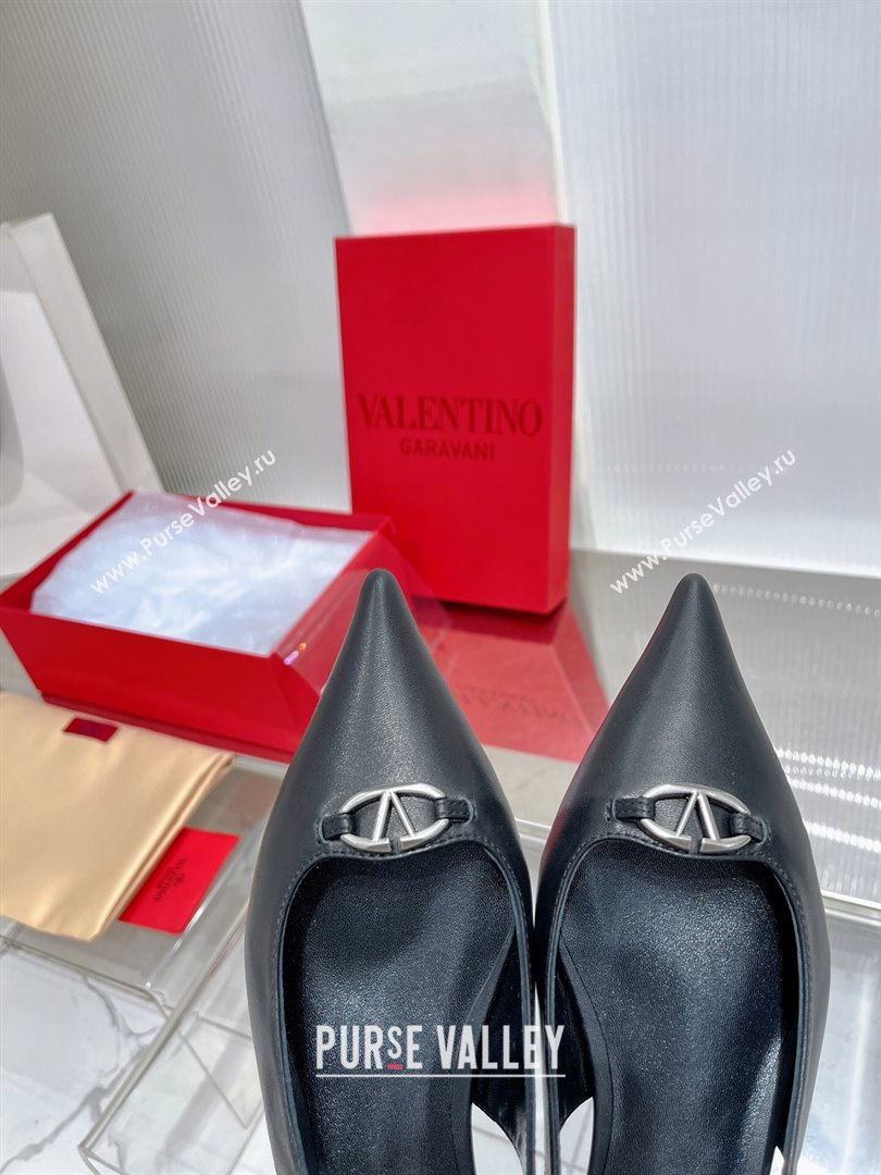 Valentino The Bold Edition VLogo Slingback Pumps 3cm in Calfskin Black 2024 0227 (ZN-240227054)