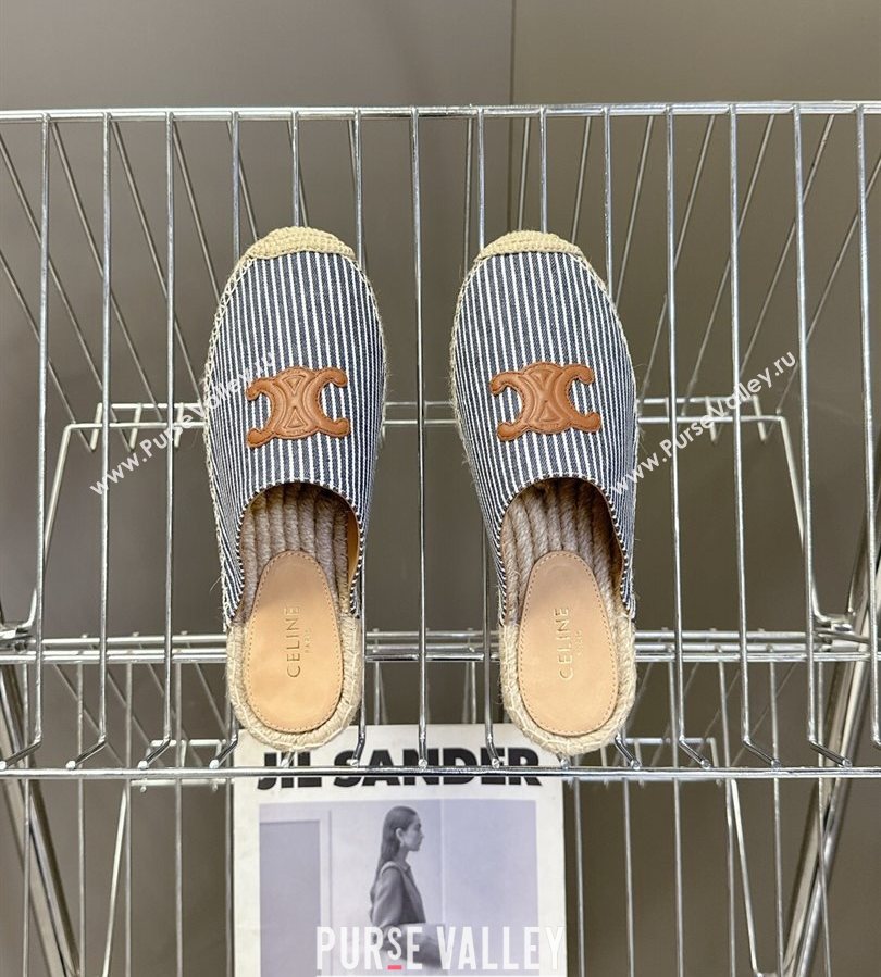 Celine Platform Les Espadrilles Mules in Oshkosh Canvas Navy Blue 2025 (HQG-250709102)