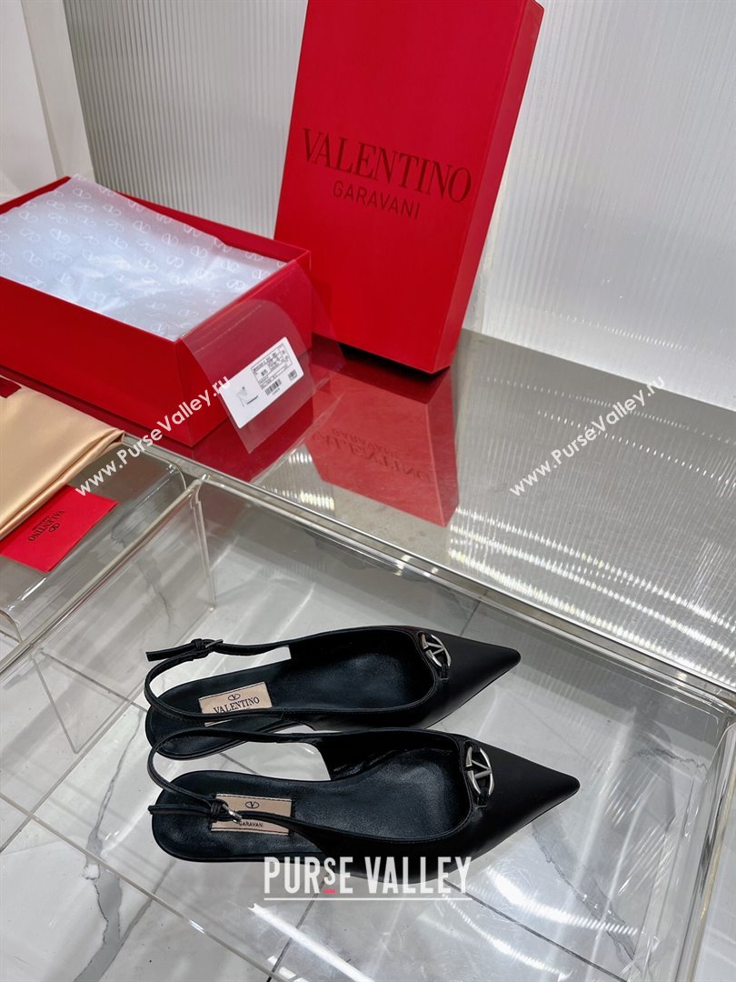 Valentino The Bold Edition VLogo Slingback Pumps 3cm in Calfskin Black 2024 0227 (ZN-240227054)