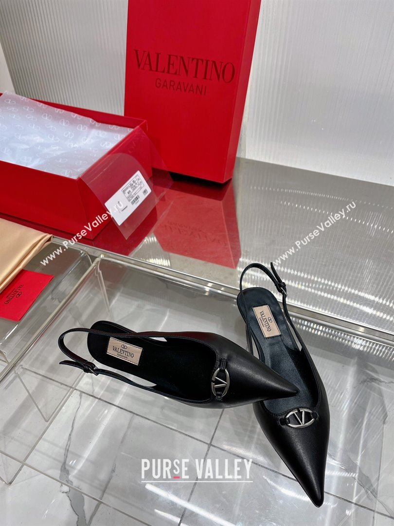 Valentino The Bold Edition VLogo Slingback Pumps 3cm in Calfskin Black 2024 0227 (ZN-240227054)