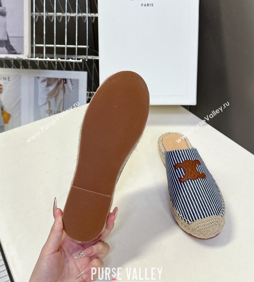 Celine Platform Les Espadrilles Mules in Oshkosh Canvas Navy Blue 2025 (HQG-250709102)