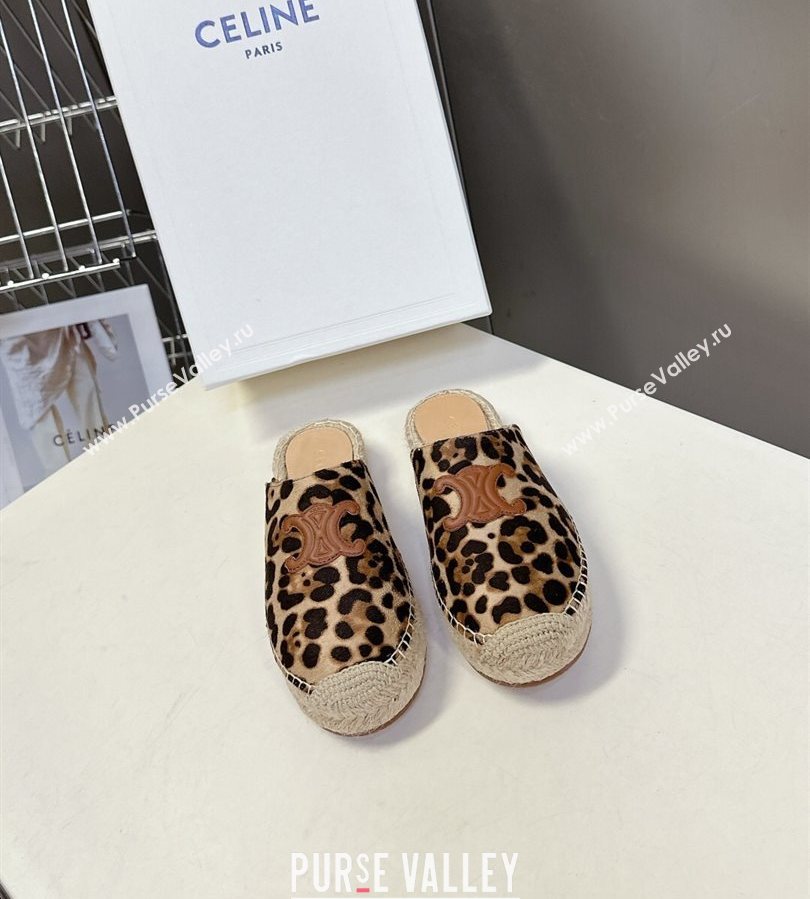Celine Platform Les Espadrilles Mules in Leopard Printed Hairy Calfskin Brown/Beige 2025 (HQG-250709098)