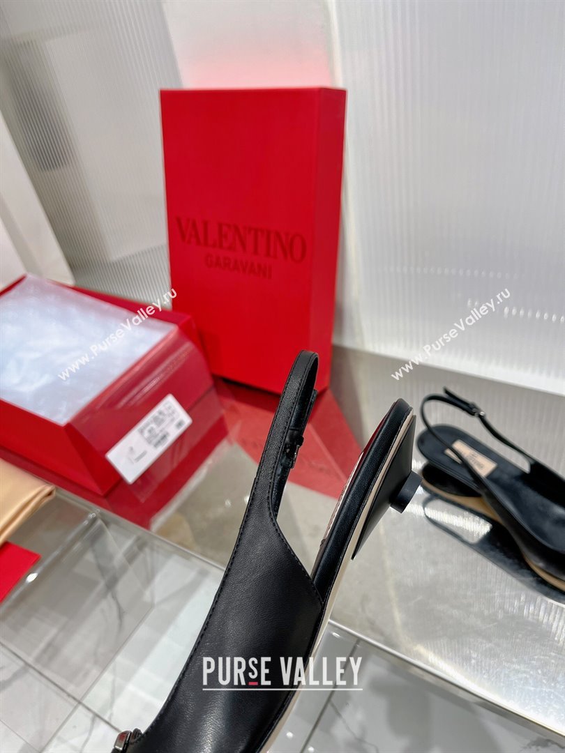 Valentino The Bold Edition VLogo Slingback Pumps 3cm in Calfskin Black 2024 0227 (ZN-240227054)