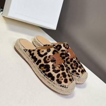 Celine Platform Les Espadrilles Mules in Leopard Printed Hairy Calfskin Brown/Beige 2025 (HQG-250709098)