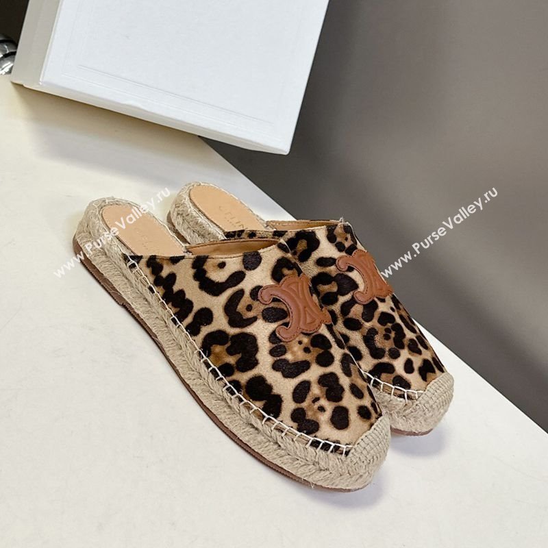 Celine Platform Les Espadrilles Mules in Leopard Printed Hairy Calfskin Brown/Beige 2025 (HQG-250709098)