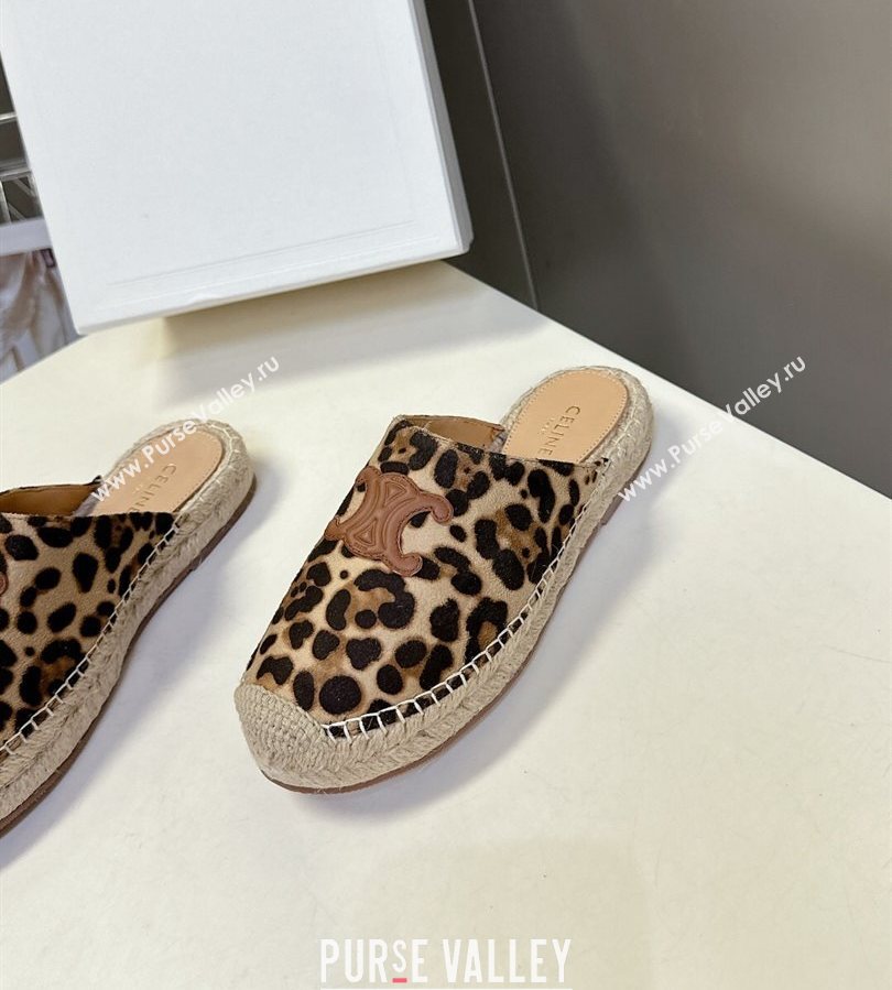 Celine Platform Les Espadrilles Mules in Leopard Printed Hairy Calfskin Brown/Beige 2025 (HQG-250709098)