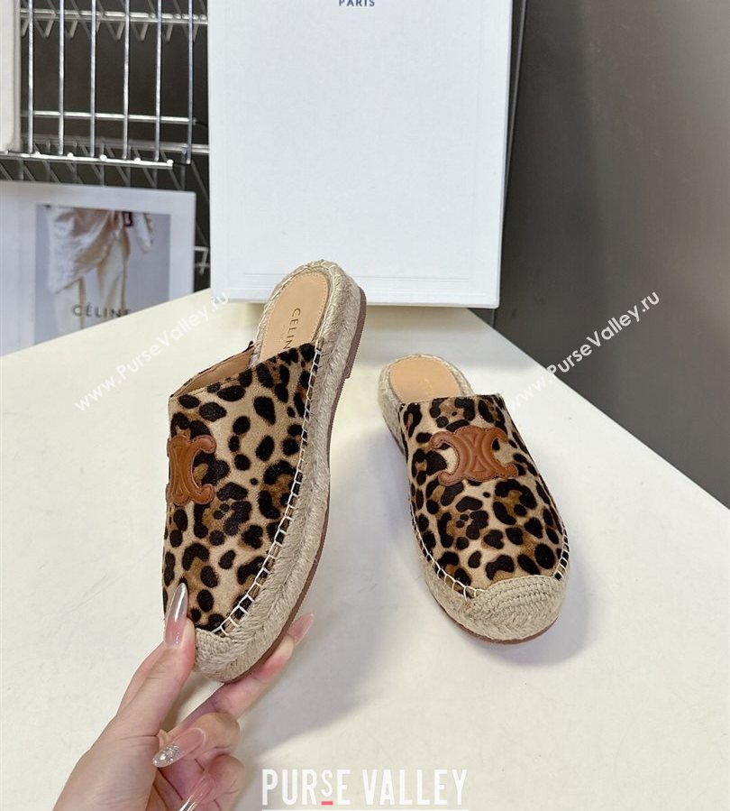 Celine Platform Les Espadrilles Mules in Leopard Printed Hairy Calfskin Brown/Beige 2025 (HQG-250709098)
