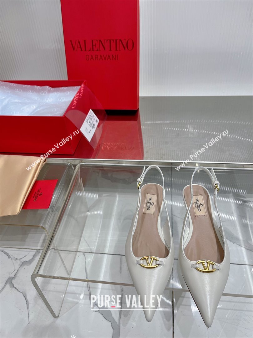 Valentino The Bold Edition VLogo Slingback Pumps 3cm in Calfskin White 2024 0227 (ZN-240227055)
