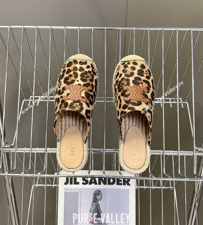 Celine Platform Les Espadrilles Mules in Leopard Printed Hairy Calfskin Brown/Beige 2025 (HQG-250709098)