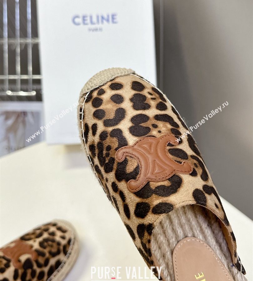 Celine Platform Les Espadrilles Mules in Leopard Printed Hairy Calfskin Brown/Beige 2025 (HQG-250709098)