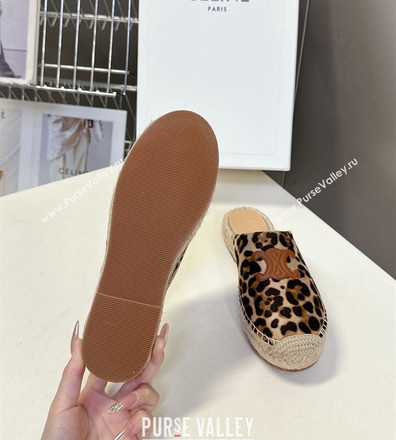 Celine Platform Les Espadrilles Mules in Leopard Printed Hairy Calfskin Brown/Beige 2025 (HQG-250709098)