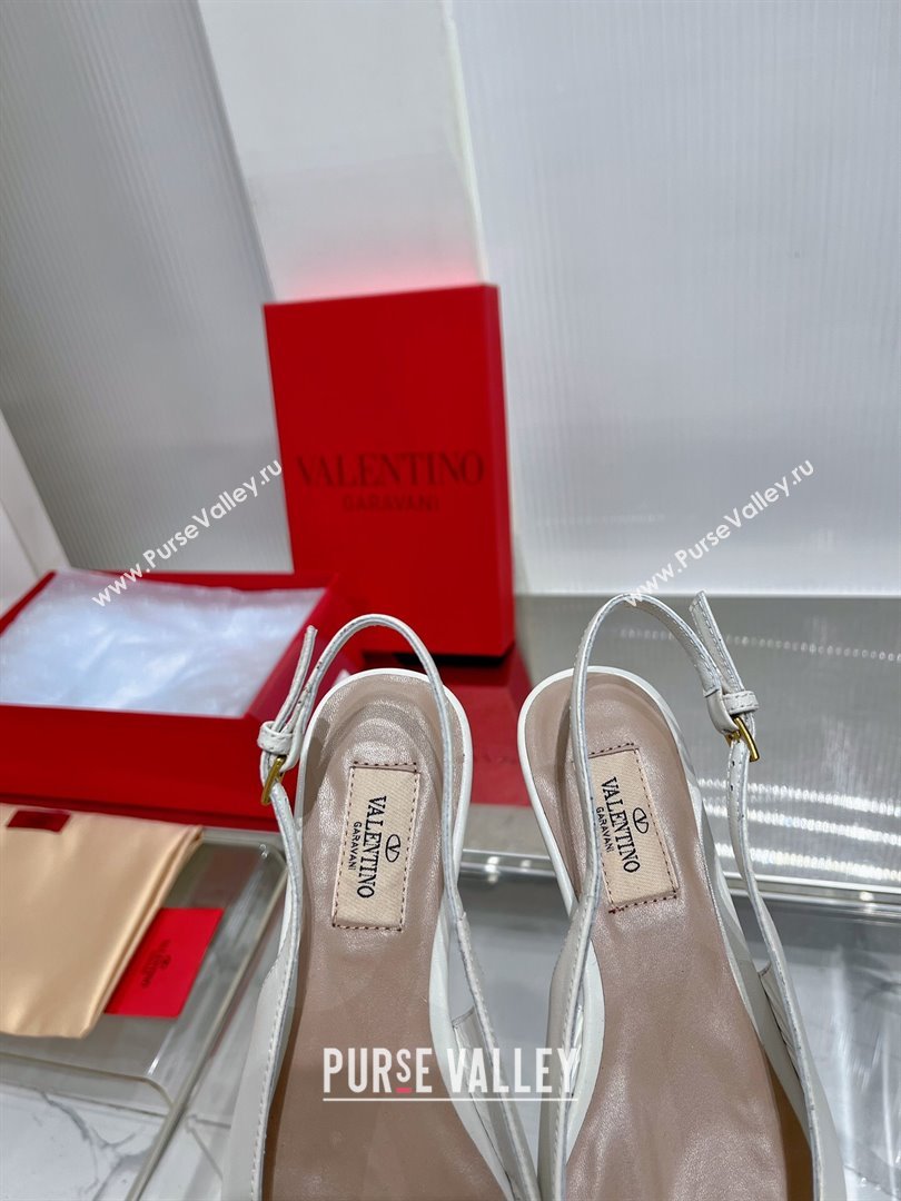 Valentino The Bold Edition VLogo Slingback Pumps 3cm in Calfskin White 2024 0227 (ZN-240227055)